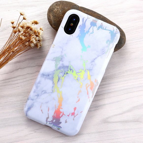 White Holographic Marble Case for iPhone XS - Picture 2 of 2